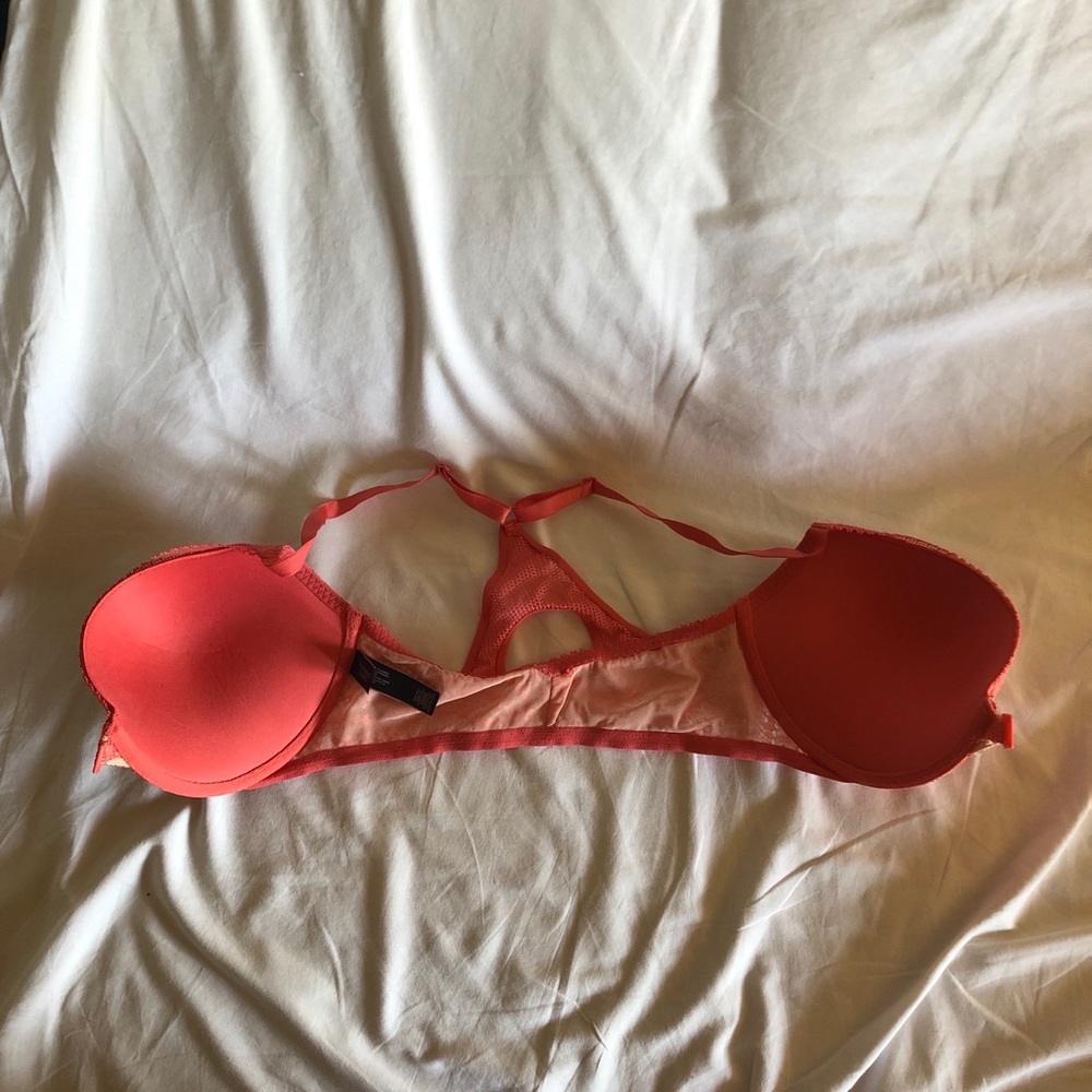 Victoria’s Secret Very Sexy Push Up Racerback Bra 32DDD Coral lace NWT - Picture 4 of 8